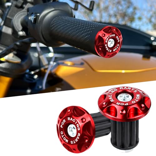 Wuyaoyao 2PCS Motorcycle Bar End Plugs, Aluminum Bar Ends Replacement, Bike Handlebar End Caps, Decorative Handlebar Grip Plugs Universal for Motorcycle, Mountain & Road Bike, MTB, BMX (Red) - color: Red