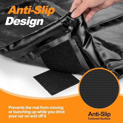 Garage Floor Mat 7'9" x 16' Heavy Duty 1300D PVC Containment Mat with Floor Squeegee, Waterproof Protection from Snow, Rain and Mud for Cars, Black - size: 7'9" x 16'