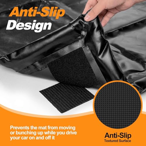 Garage Floor Mat 7'9" x 16' Heavy Duty 1300D PVC Containment Mat with Floor Squeegee, Waterproof Protection from Snow, Rain and Mud for Cars, Black - size: 7'9" x 16'