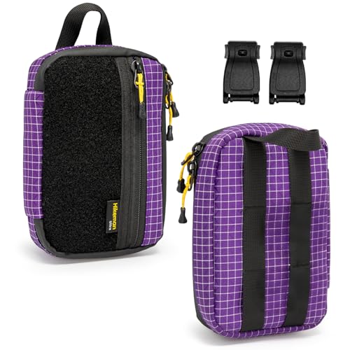 HIKEMAN EDC Pocket Organizer Pouch, Tactical Mini Small Multiple Compartments Tool Storage Bag for Men, Portable Nylon Molle Compatible Military Utility Pouch for Everyday Carry, Outdoor - color: Purple