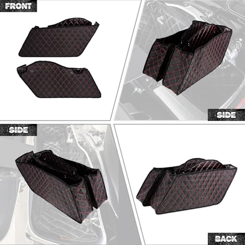 Non-Stretched Saddlebag Liners Inserts Red Thread Compatible with Harley Touring Electra Street Glide Road King 2014-2023 1 Pair - color: Red Stitching