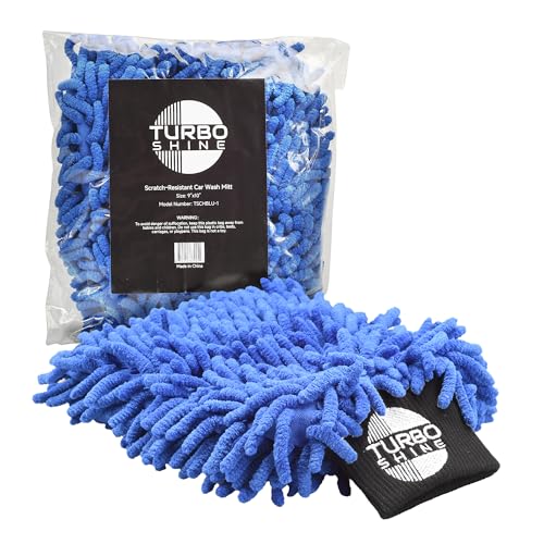 Microfiber Car Wash Mitt, Chenille Noodle Glove for Cars, Trucks, RVs, and Boats, Scratch-Free, Machine Washable, Reusable (1, Blue) - color: Blue