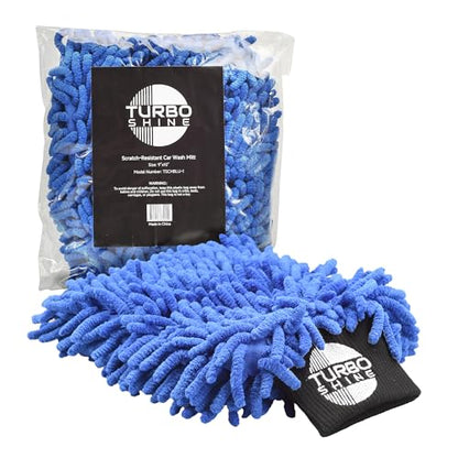 Microfiber Car Wash Mitt, Chenille Noodle Glove for Cars, Trucks, RVs, and Boats, Scratch-Free, Machine Washable, Reusable (1, Blue) - color: Blue