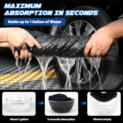 SMINDER 2-Pack 1200 GSM Car Drying Towels – Microfiber Towels for Cars (36" x 24"), Ultra-Absorbent, Streak-Free, Scratch-Free, No Water Spots, Double-Twist Pile & Edgeless Design(Blue) - color: Blue