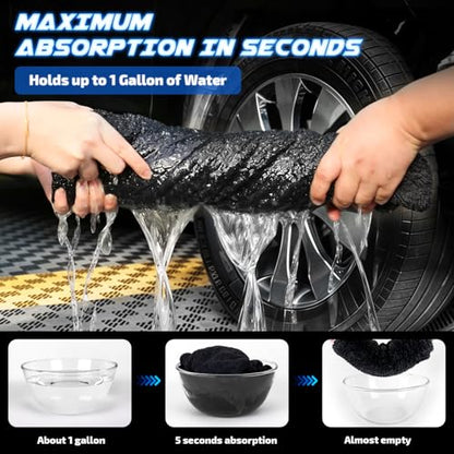 SMINDER 2-Pack 1200 GSM Car Drying Towels – Microfiber Towels for Cars (36" x 24"), Ultra-Absorbent, Streak-Free, Scratch-Free, No Water Spots, Double-Twist Pile & Edgeless Design(Blue) - color: Blue