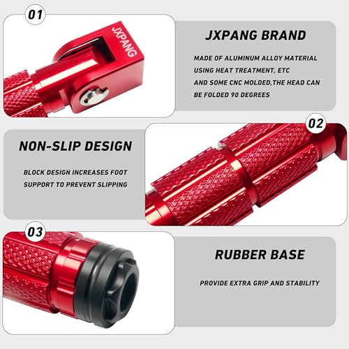 Universal Motorcycle Bicycle Folding Passenger Foot Pegs M8 Rearsets Rear Set Footrests Footpeg Foot Rest Peg Pedals For Bike Install Hole 8mm (A-ZDJT-012-Red) - color: A-ZDJT-012-Red