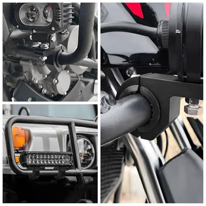 Light Bar Mounts, 2PCS Heavy Duty Clamp Kit for 0.75" 1" 1.25" Tubes, Universal Light Bar Mounting Brackets for LED Off-Road Lights, Professional LED Light Bar Mounting Brackets for ATV UTV Trucks