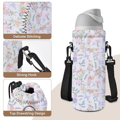 RICHEN Neoprene Water Bottle Carrier Bag with Adjustable Shoulder Strap,Insulated Water Bottle Cover for Stainless Steel/Glass/Plastic Bottles - color: BC55, size: 750ml