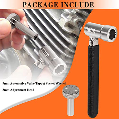 Valve Tappet Adjusting Wrench Tool Kit for Motorcycles ATVs & ATCs, Include 9mm Lock Nut Wrench with 3mm Tappet Adjuster