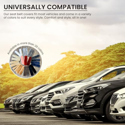 Andalus Genuine Sheepskin Car Seat Belt Cover Pad – Soft Fuzzy, Comfy Fluffy Seatbelt Covers, Shoulder Pad Neck Cushion Protector, Car Accessories for Woman, Man, Girl (Carbon Black, 2-Pack) - color: Carbon Black