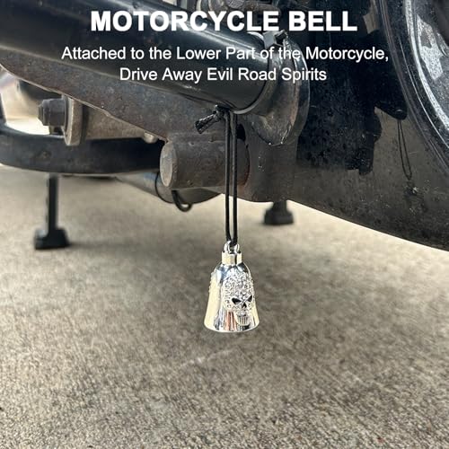 Dream Apparel Motorcycle Bell Guardian Angel Drive Away Gremlin, Biker Bell for Men Women Rider Riding, Good Luck Gift - style: Skull