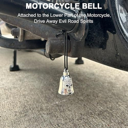 Dream Apparel Motorcycle Bell Guardian Angel Drive Away Gremlin, Biker Bell for Men Women Rider Riding, Good Luck Gift - style: Skull