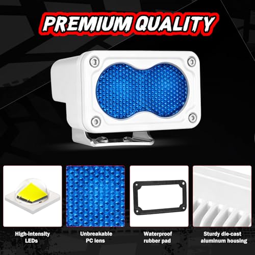 Blue LED Pod Lights 3 Inch 2PCS Auxiliary Backup Rear Light Bar Offroad Fog Driving Light Blue Hunting Fishing Emergency Safety Signal Work Lights for Truck Van UTV Pickup Boat - color: Blue
