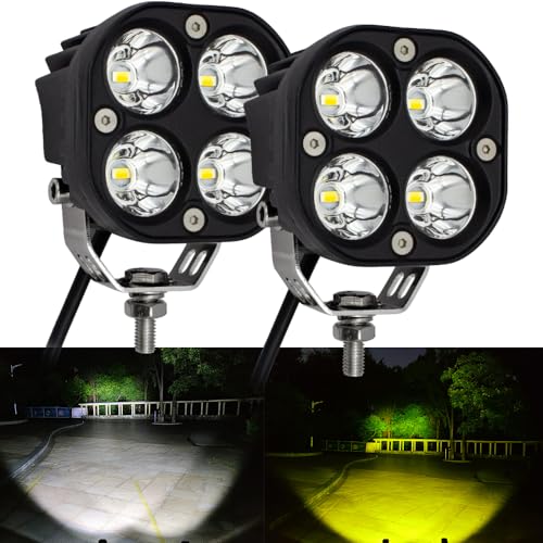 LED OffRoad Driving Fog Lights Yellow White Dual Color 2Pcs 40W 3Inch LED Pod Lights Work Auxiliary Lights Ditch Lights fit for Motorcycle Truck Car SUV ATV Boat pickups Tractor - size: Yellow/White Dual Color