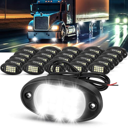 Baquler 30 Pods Rock Lights White Underglow Lights for Trucks Car SUV Waterproof Shockproof LED Ambient Rocklights Automotive Trailer Lighting for Motorcycle Boat ATV UTV(15LED Chip Style) - style: 15LED Chip Style