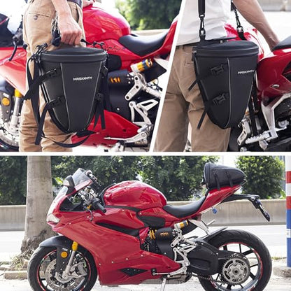 MRSXXNTY Motorcycle Tail Bag Saddle Bags Motorcycles Motorcycle Accessories Gear for Men Tapered Rear Seat Bag Waterproof & Expandable Suitable for Outdoor Cycling and Daily Commuting