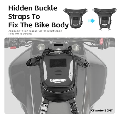 Rhinowalk Motorcycle Fuel Tank Bag, Magnetic Quick Release, Black, One Size, Leg Bag, Waist Pack