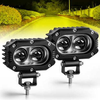 UNI-SHINE 2 pcs Amber Led Pod Lights 4 inch Off Road Led Spot Lights Driving Cube Light for Truck ATV UTV SUV Boat Motorcycle - color: Amber Spot