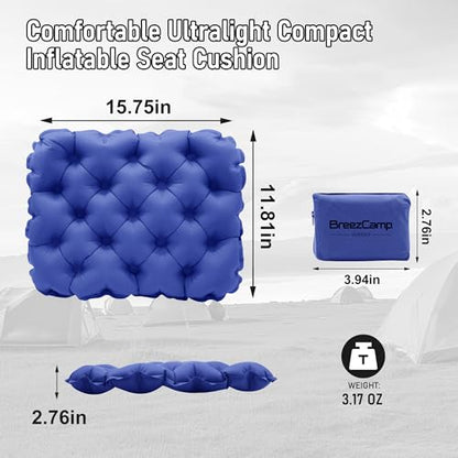 Inflatable Seat Cushion, Lightweight Stadium Seat Pad, Travel Air seat Cushion Anti-Slip for Airplane, Long Flights, Hiking, Climbing, Home and Camping, Compact Air Cushion - color: Navy Blue