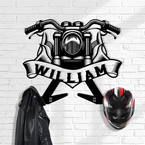 Dyoart Custom Metal Motorcycle Helmet Holder Wall Mount, Helmet Stand with Hooks, Helmet Wall Mount Motorcycle Gear Rack for Motorcycle Bike Coats, Caps Helmet - color: Style 01