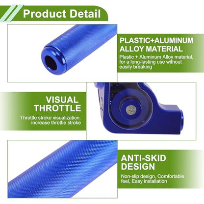 22mm Throttle Grip with 120cm White Throttle Cable 1 Pair of Bullet-Shaped Blue Handle Sleeves Plastic Aluminum Alloy Motorcycle Throttle Grip Blue - color: Blue