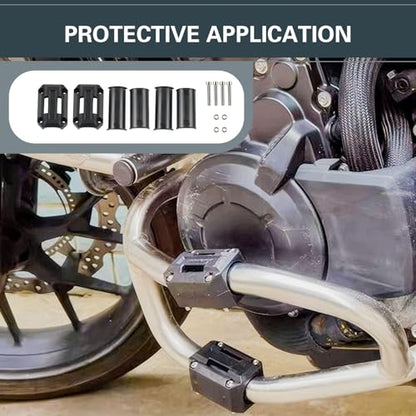 2 PCS Motorcycle Engine Guard Protector Blocks, Heavy-Duty Bumper Crash Pads, Anti-Scratch Drop Frame Guard, Universal Fit for Most Motorcycles (Black)