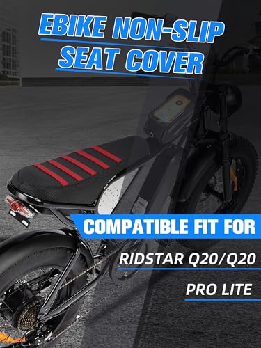 Non-Slip Seat Cover Compatible Fit for Ridstar Q20/Q20 Pro Lite EBike E-Bike, Electric Bike Soft Seat Cover Red - color: red