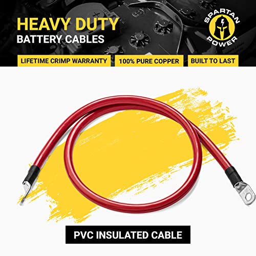 Spartan Power Red 12 Foot 2/0 AWG Battery Cable, Positive Only 3/8" M10 Made in USA - color: 2/0 AWG-RED-3/8", size: 12-FT
