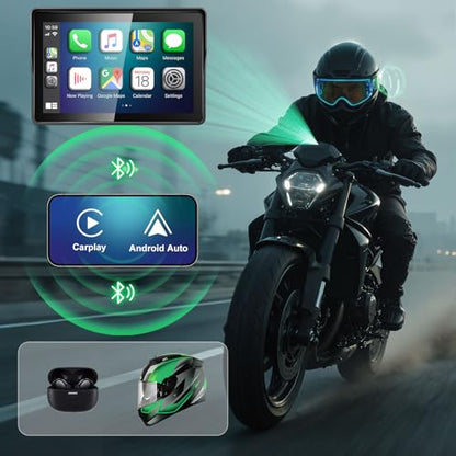 2026 YZW GPS Carplay 5 inch for Motorcycle with Wireless CarPlay & Android Auto, IP69K Waterproof Touch Screen, GPS Navigation, Supports Bluetooth, Siri/Google Voice Control, Custom Boot Logo, Bracket - size: 5 Inch Screen+Mounting Bracket