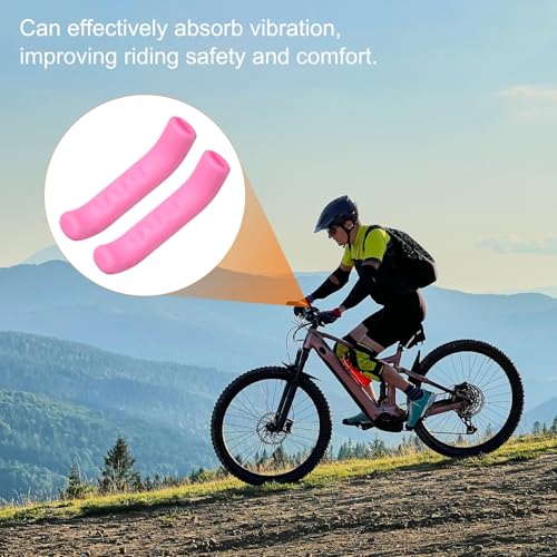 HARFINGTON 1 Pair Bike Brake Lever Cover Silicone Anti-Slip Pink | Brake Lever Grip Protector Handle Protection Covers Sleeve for Mountain Road Bike Cycling - color: Pink