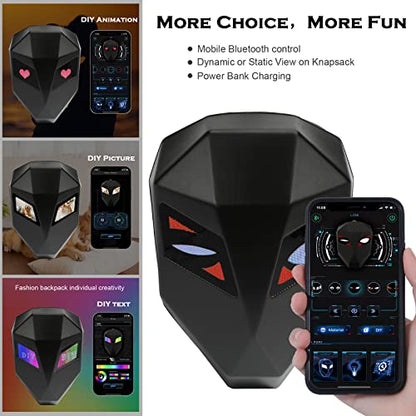 Ruconla LED Backpack Laptop Bag Motorcycle Riding bag, Hard Shell LED Motorbike Luggage Bags High-Capacity Helmet, Waterproof Backpack With Programmable Screen - color: Black