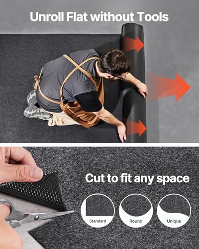 VEVOR Garage Floor Mat, 7.6'x19' Oil Spill Mat Waterproof Protection from Water Snow Rain Mud Absorbent Oil Pad for Cars, Non-Slip Containment Mat with TPE Anti-Leak Backing, Easy Clean, Cuttable - size: 7.6' x 19'