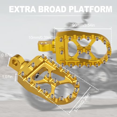 PUCKY CNC Wide Foot Pegs 360° Roating MX Chopper Bobber Style for harley Dyna Sportster Fatboy Iron 883 (金色)