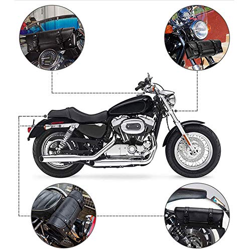 CYSKY Motorcycle Tool Bag, Universal PU Leather Motorcycle Fork Bag, Saddle Roll Bags, Handlebar Bag, Sissy Bar Storage Tool Pouch for Yamaha Honda Sportster Softail Dyna Kawasaki Suzuki Ducati KTM