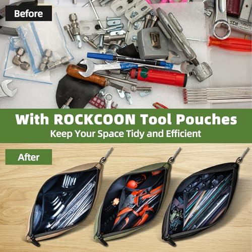 3 Pack Zipper Pouch, Multipurpose Waterproof Tool Bag with Liner Pocket, Durable Heavy Duty Small Organizer Pouch for Tools, Electronics, Cosmetics, and Office Supplies