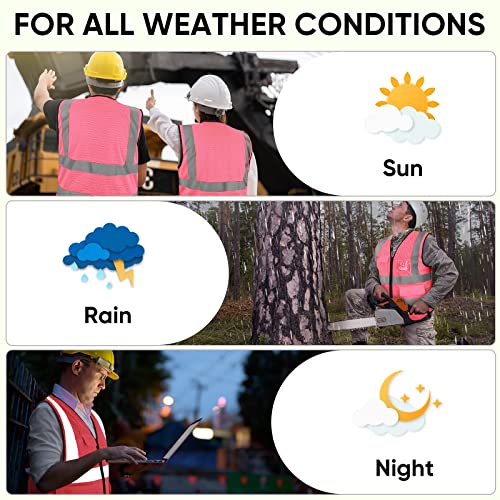 TICONN Reflective Safety Vest High Visibility Class II Mesh Vest for Women & Men Meets ANSI Standards - color: Pink, size: Small