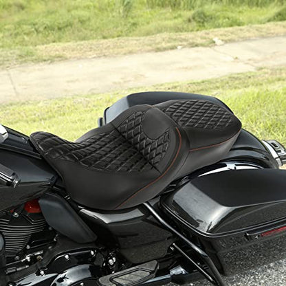 Motorcycle Hammock Seat - SLMOTO Rider Driver Sissy Bar Passenger Backrest Pad Cushion Fit for Harley Touring Street Glide Road Glide FLTRX 2009-2023 Road Glide Limited FLTRK 2020-2023 - color: A Style White + Passenger Backrest