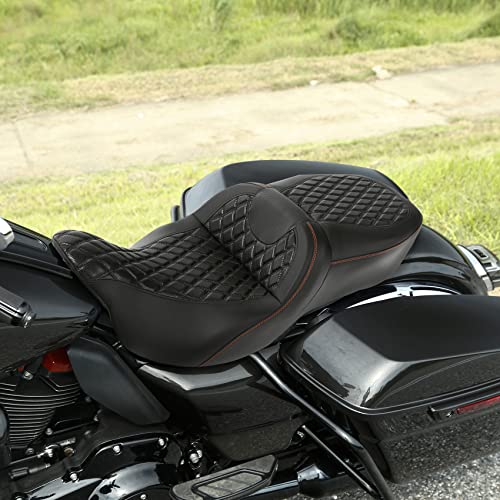 Motorcycle Hammock Seat - SLMOTO Rider Driver Sissy Bar Passenger Backrest Pad Cushion Fit for Harley Touring Street Glide Road Glide FLTRX 2009-2023 Road Glide Limited FLTRK 2020-2023 - color: A Style White + Passenger Backrest