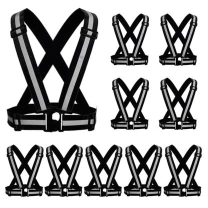 Reflective Vest, High Visibility Safety Vest Straps Reflective Gear for Night Running Walking Cycling for Men Women Kids - color: Black