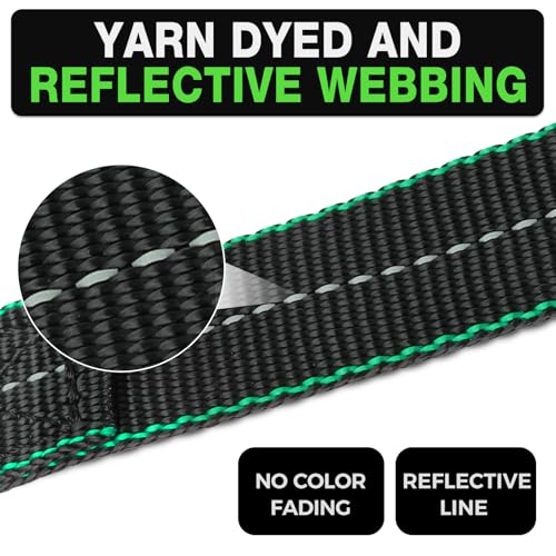 Retractable Ratchet Straps (4 Pack) -(1,500lb Break Strength) -1 Inch x 12 Feet Heavy Duty Auto Self Retracting Tie Down Straps (Black-Green) - color: Black-Green Retractable
