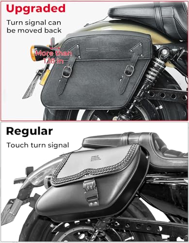 KEMIMOTO Motorcycle Saddlebags with Tail lights Moving Backwards 32L Leather Saddle Bags Motorcycles Compatible with Sportster 883
