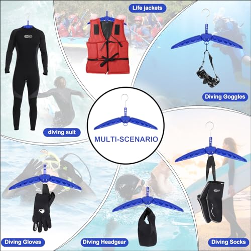 Wetsuit Hanger, Gimilife Surfing & Scuba Diving Accessory, Perfect to Dry Wetsuit Drysuit Life Jacket or BCD, Quick Dry Foldable & Vented Dryer for Wetsuite Dry Suit（1 PCS ） - color: Blue