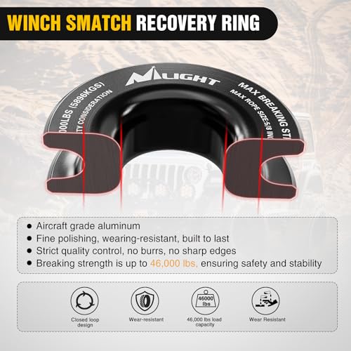 Nilight Synthetic Soft Shackle & Recovery Ring Kit 1/2inch x 24inch Soft Shackle (56,000 LBS Breaking Strength) with Snatch Ring (46,000 LBS MBS) for 4x4 Truck SUV ATV Off Road, 2 Years Warranty - color: 1Pc Shackles Orange + Snatch Ring