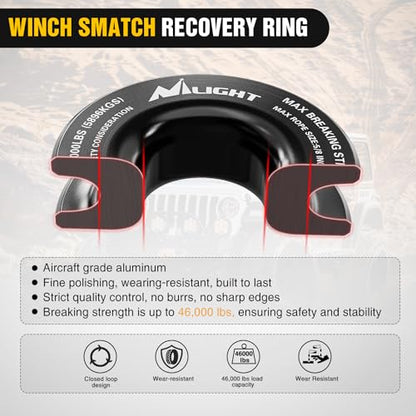 Nilight Synthetic Soft Shackle & Recovery Ring Kit 1/2inch x 24inch Soft Shackle (56,000 LBS Breaking Strength) with Snatch Ring (46,000 LBS MBS) for 4x4 Truck SUV ATV Off Road, 2 Years Warranty - color: 1Pc Shackles Orange + Snatch Ring