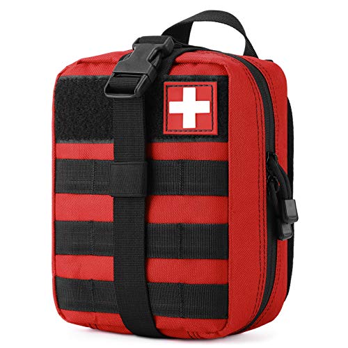 Gonex MOLLE Medical Pouch EMT First Aid Pouch Rip-Away IFAK Tactical Utility Pouch for Outdoor Activities Medical Supplies (Bag Only) - color: Red