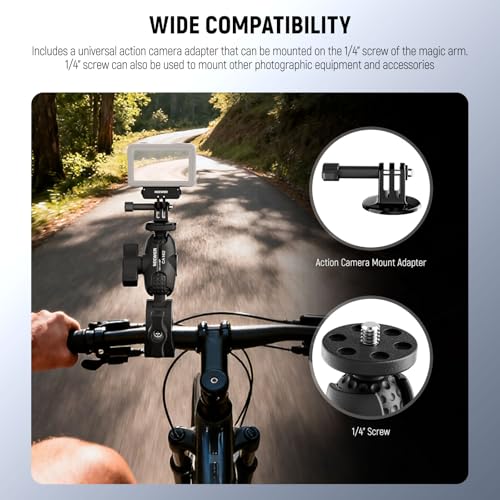 NEEWER Super Clamp Action Camera Mount with 360° Dual Ball Heads, Bike/Bicycle/Motorcycle Handlebar Holder Compatible with iPhone Insta360 DJI OSMO Action GoPro Hero for POV Video Recording, CA162 - style: CA162