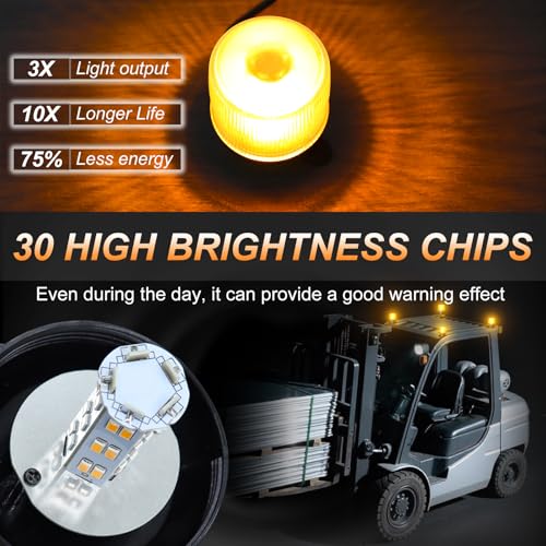 2PCS Amber Strobe Lights, 30-Led Emergency Safety Mini Strobe Beacon Lamp, Caution Flashing Warning Light For Cars, Trucks, Tow, Bus, Tractor, Trailer, ATV, RV, Vehicles