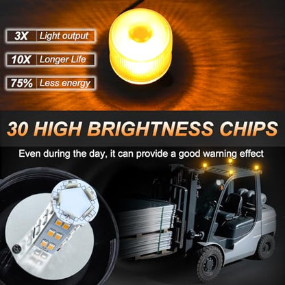 2PCS Amber Strobe Lights, 30-Led Emergency Safety Mini Strobe Beacon Lamp, Caution Flashing Warning Light For Cars, Trucks, Tow, Bus, Tractor, Trailer, ATV, RV, Vehicles
