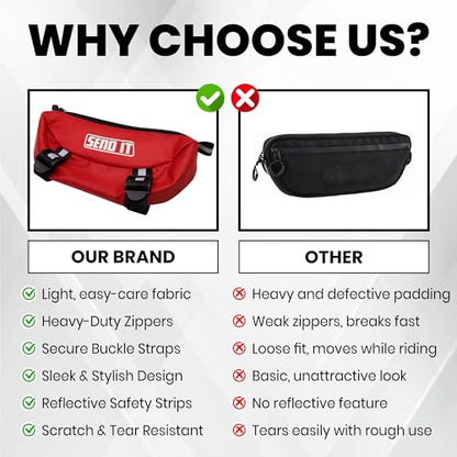 Waterproof Dirtbike Handlebar Bag | Compact Motorcycle Handle Bar Storage Pouch | Universal Fit Dirt Bike Bag for Trail & Adventure Riding | Durable Surron Bar Bag - Red - color: Red