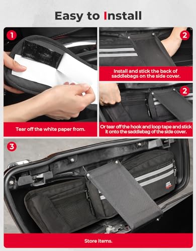 KEMIMOTO Upgraded Saddlebag Lid Organizers 2 Pack Compatible with Touring 1980-2024 2025 for Street Glide Road King Road Glide FLT FLH Black